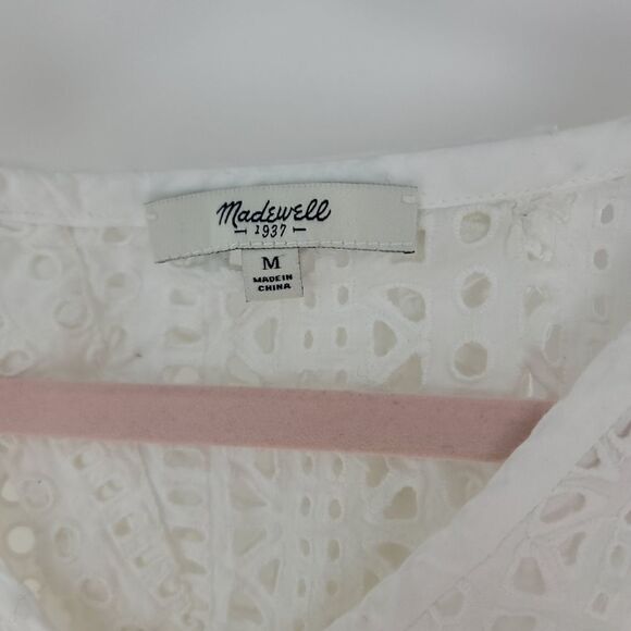 Madewell eyelet split open back sleeveless Eyelet  blouse - Picture 4 of 6